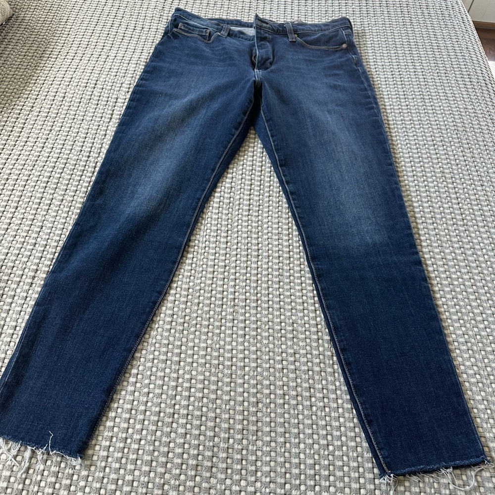 Banana Republic 32L mid-rise skinny raw edge jeans